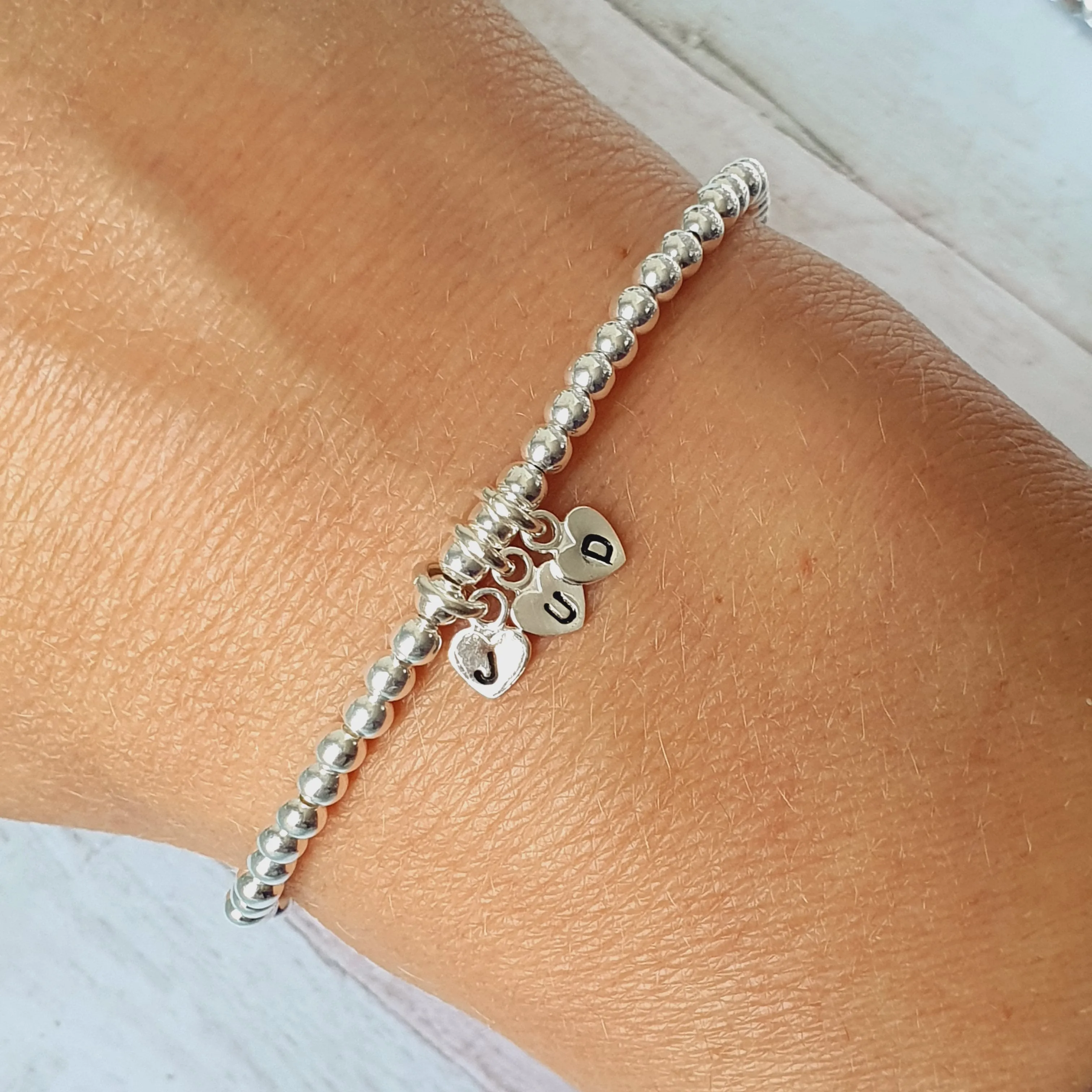 Sterling Silver Personalised Hand Stamped Bracelet - 3 Letters
