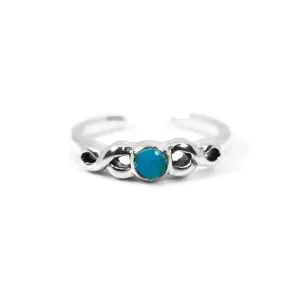 Sterling Silver Round Turquoise Infinity Toe Ring