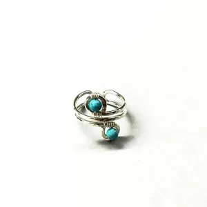 Sterling Silver Turquoise Adjustable Wire Wrap Finger Toe Ring