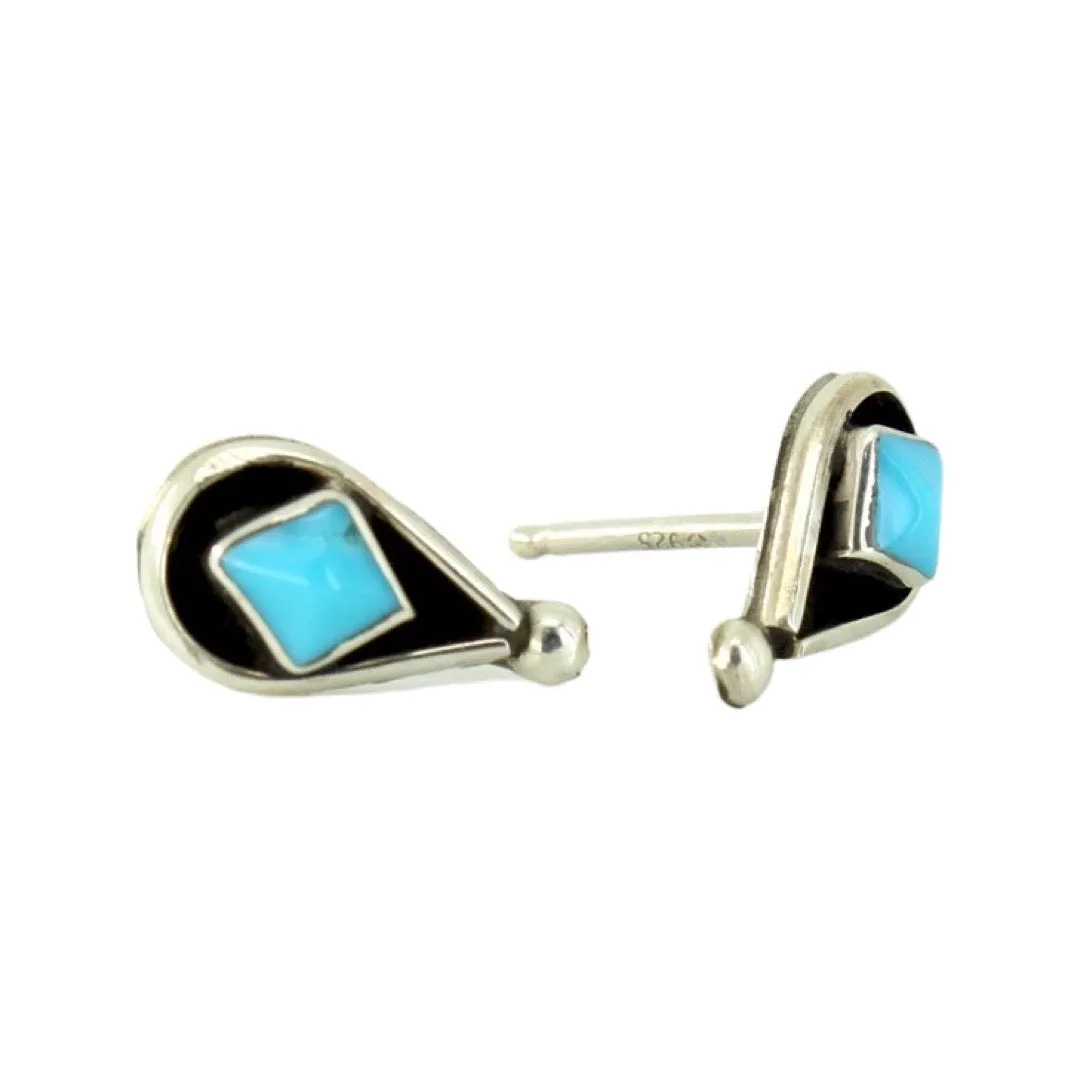 Sterling Turquoise Teardrop Studs