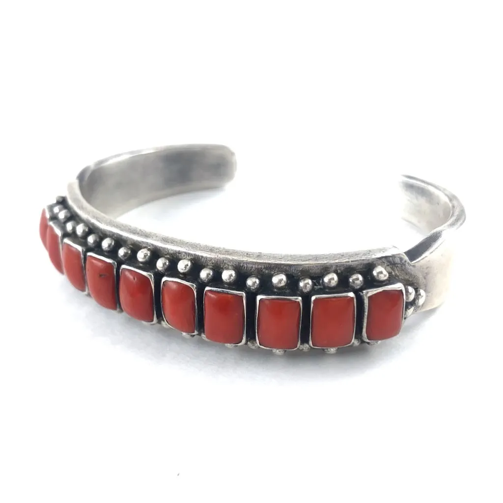 Ten Square Stone Coral Row Bracelet<br>By Darren Livingston