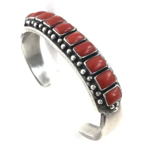 Ten Square Stone Coral Row Bracelet<br>By Darren Livingston