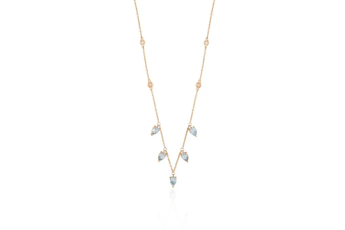 The Royals Pear Drop Necklace Aquamarine by "Joanna Achkar"