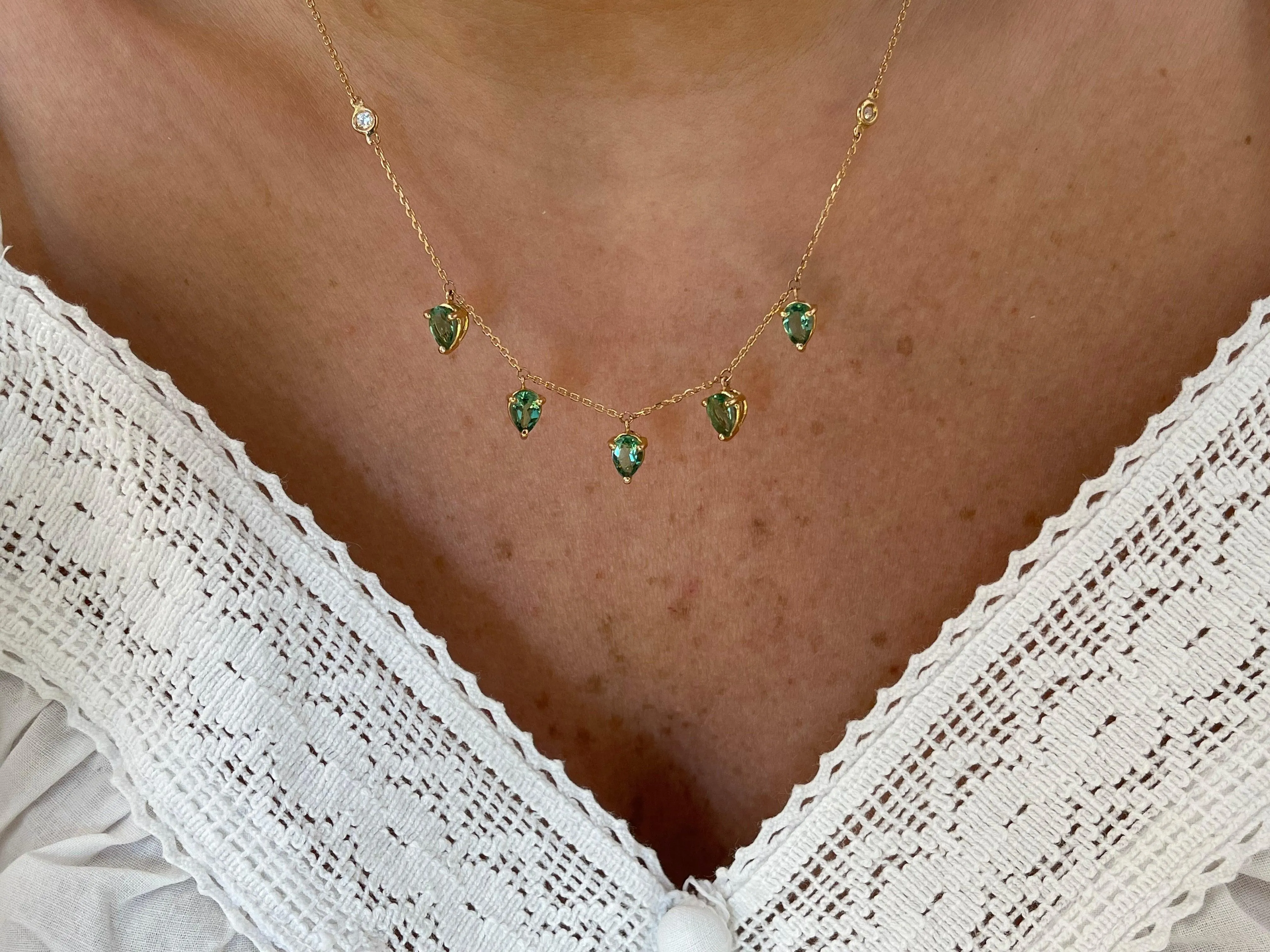 The Royals Pear Drop Necklace Aquamarine by "Joanna Achkar"
