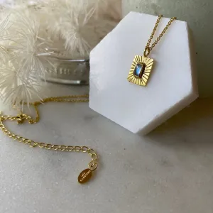 Thea Charm Gold Rainbow Moonstone Necklace