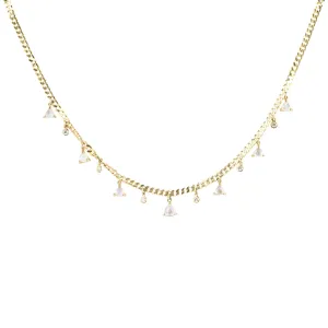 Thick Chain Moonstone Diamond Necklace
