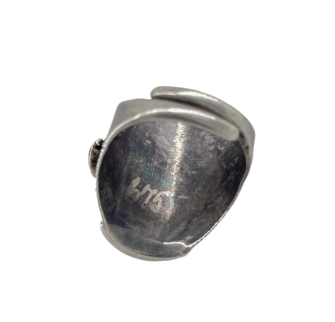 Tibetan Silver Ring w/Coral, Adjustable