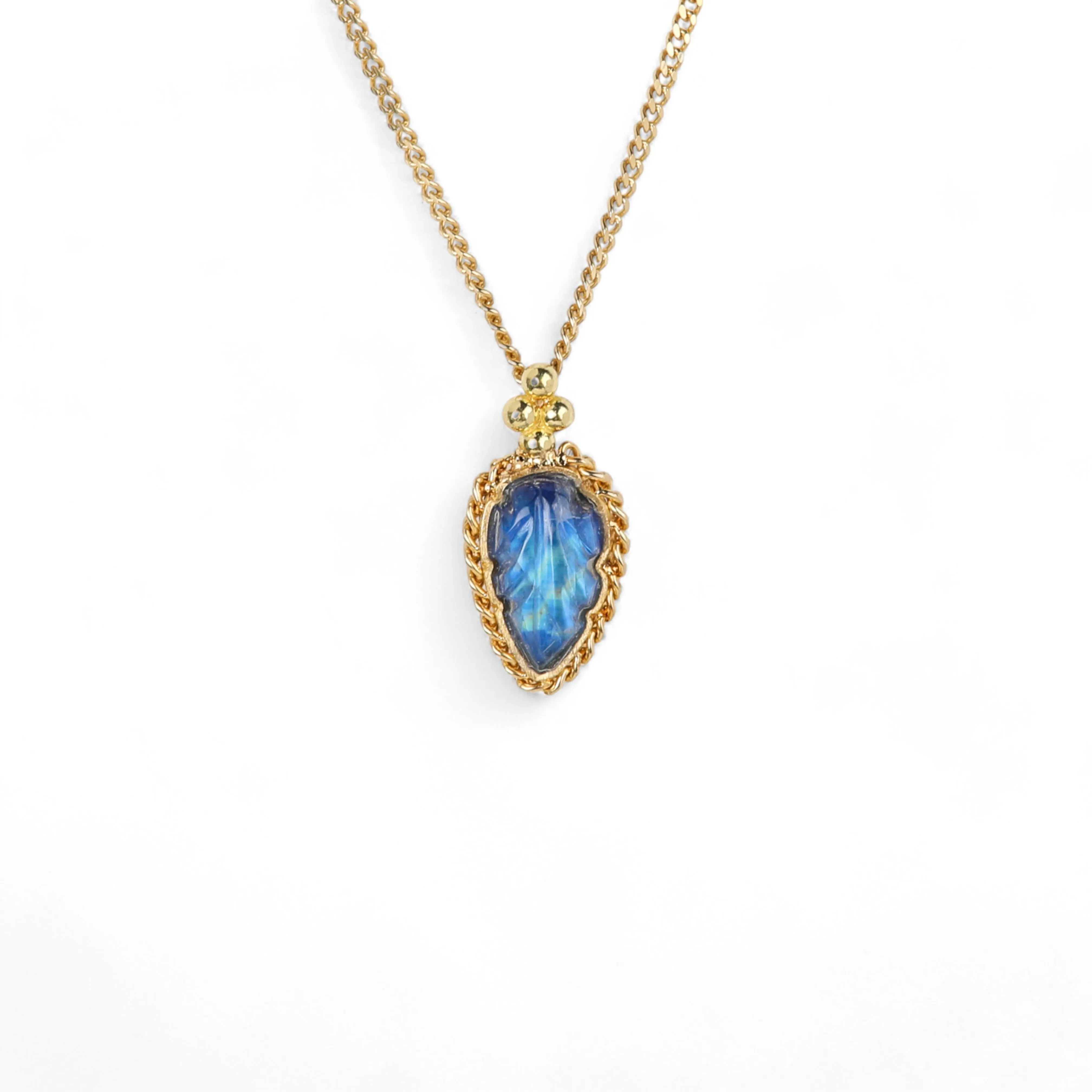 Tiny Leaf Moonstone Necklace