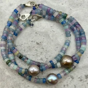 Tranquil Blues Gemstone and Pearl Bracelet