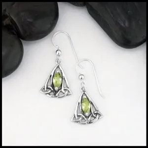 Trinity Knot Drop Earrings with Peridot