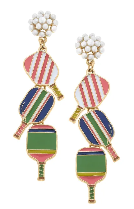 Triple Pickle Ball Earring