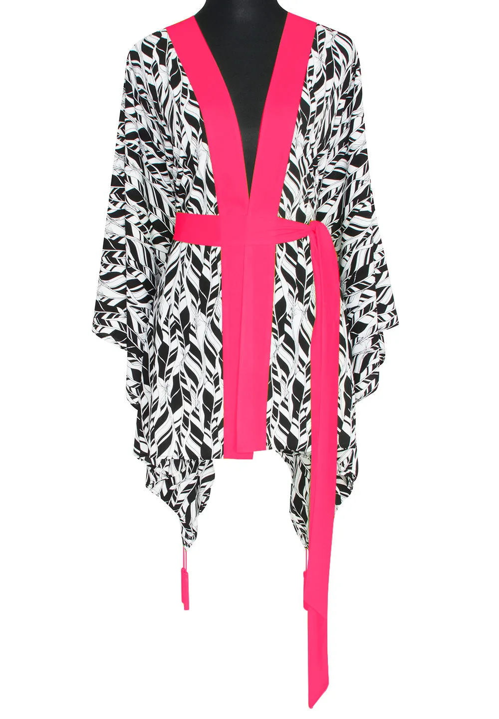 Tulum – Feathers Kimono Evil Eye (Neon Coral)