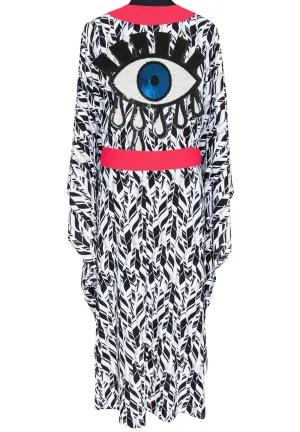 Tulum – Feathers Kimono Evil Eye (Neon Coral)