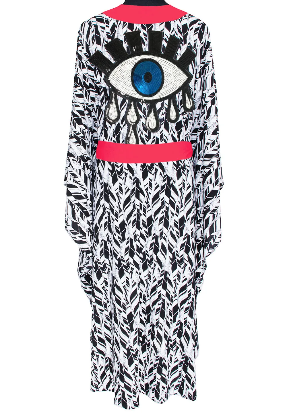 Tulum – Feathers Kimono Evil Eye (Neon Coral)