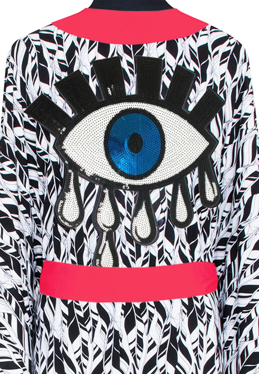 Tulum – Feathers Kimono Evil Eye (Neon Coral)