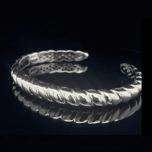 Twist Style Silver Bangle with Gold plating