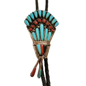 Vintage Turquoise & Coral Bolo Tie