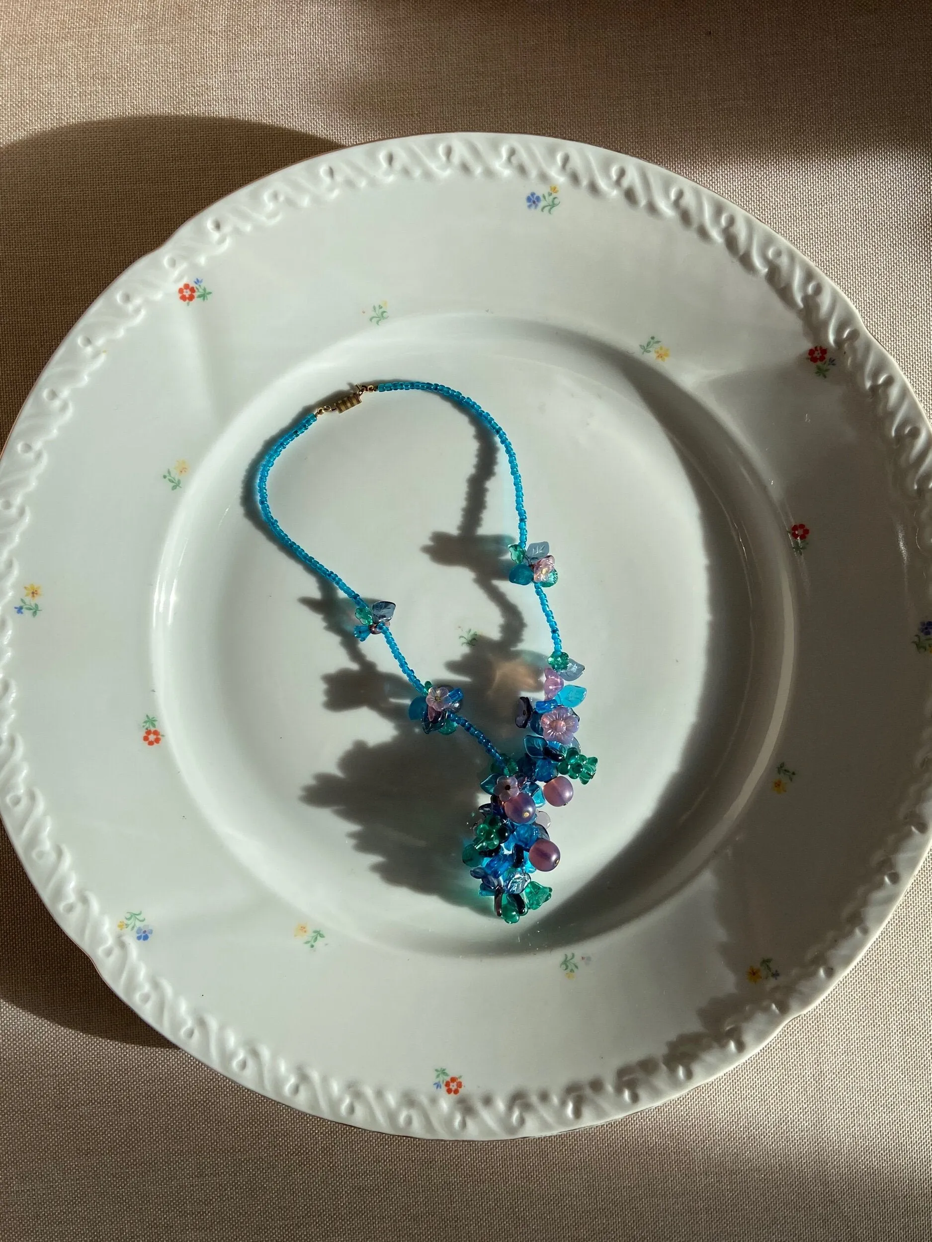 Vintage Venetian glass aquamarine necklace