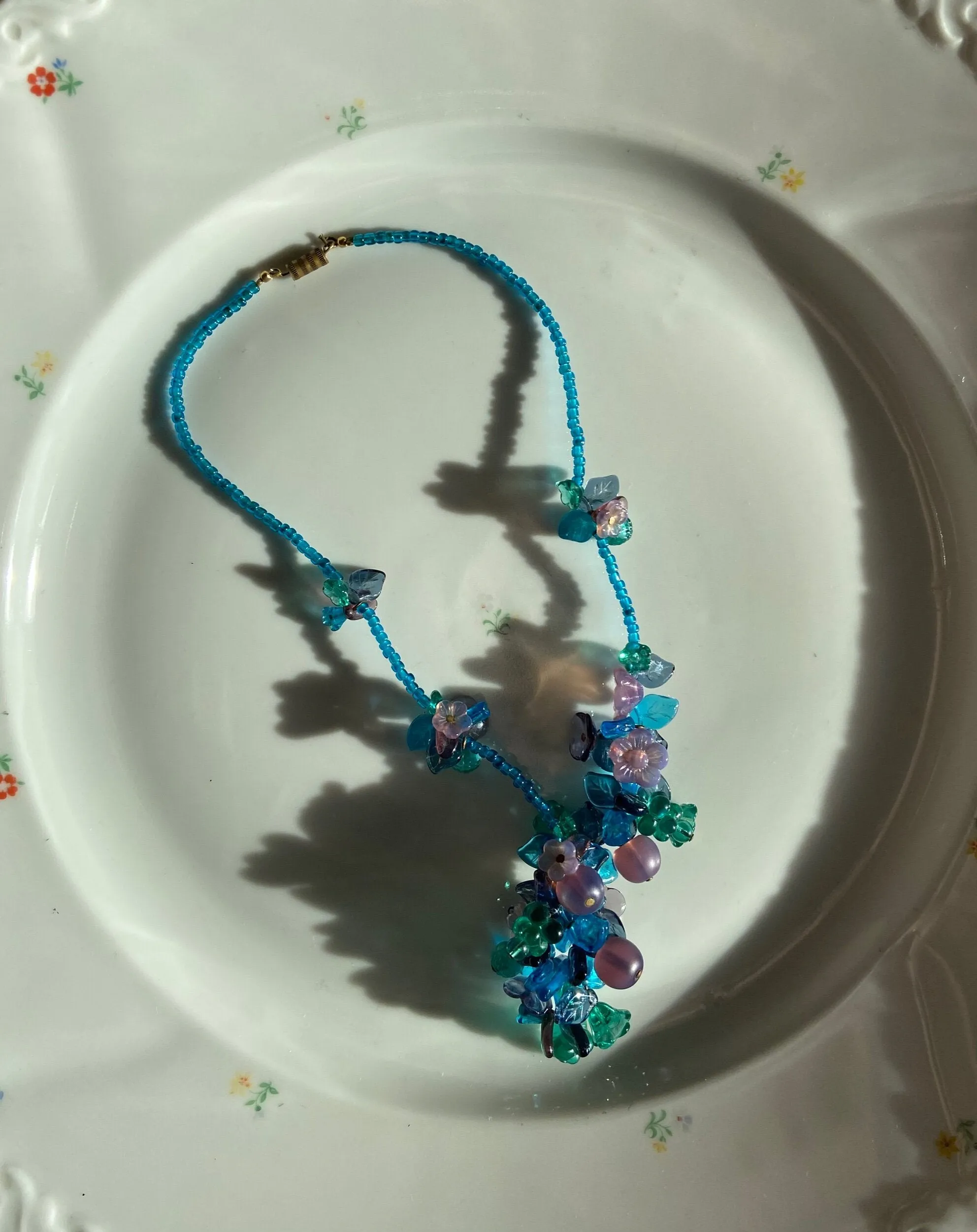 Vintage Venetian glass aquamarine necklace