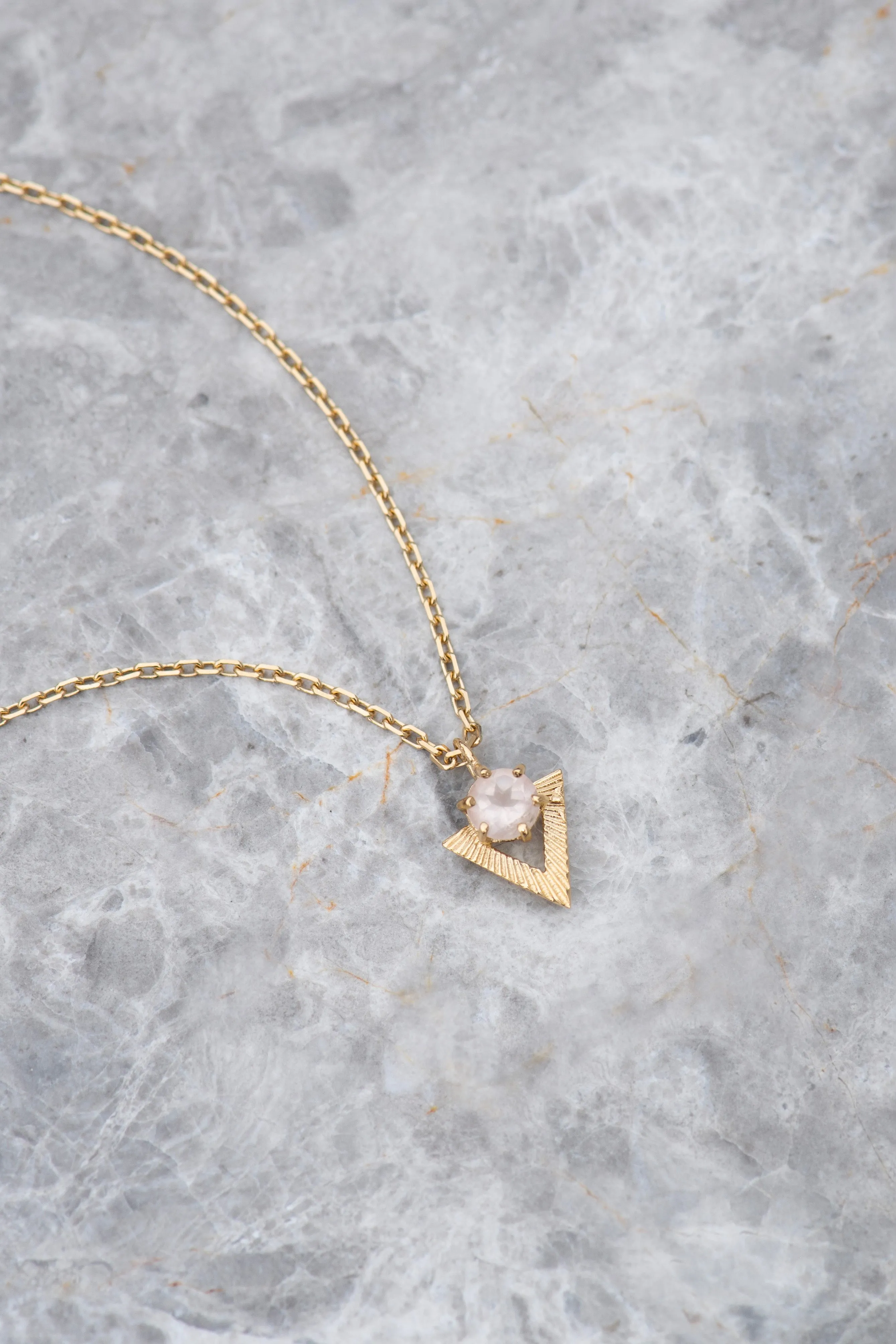 Violet Necklace with Rose Quartz | 22k Gold Plate