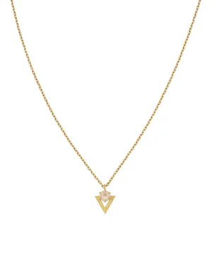 Violet Necklace with Rose Quartz | 22k Gold Plate