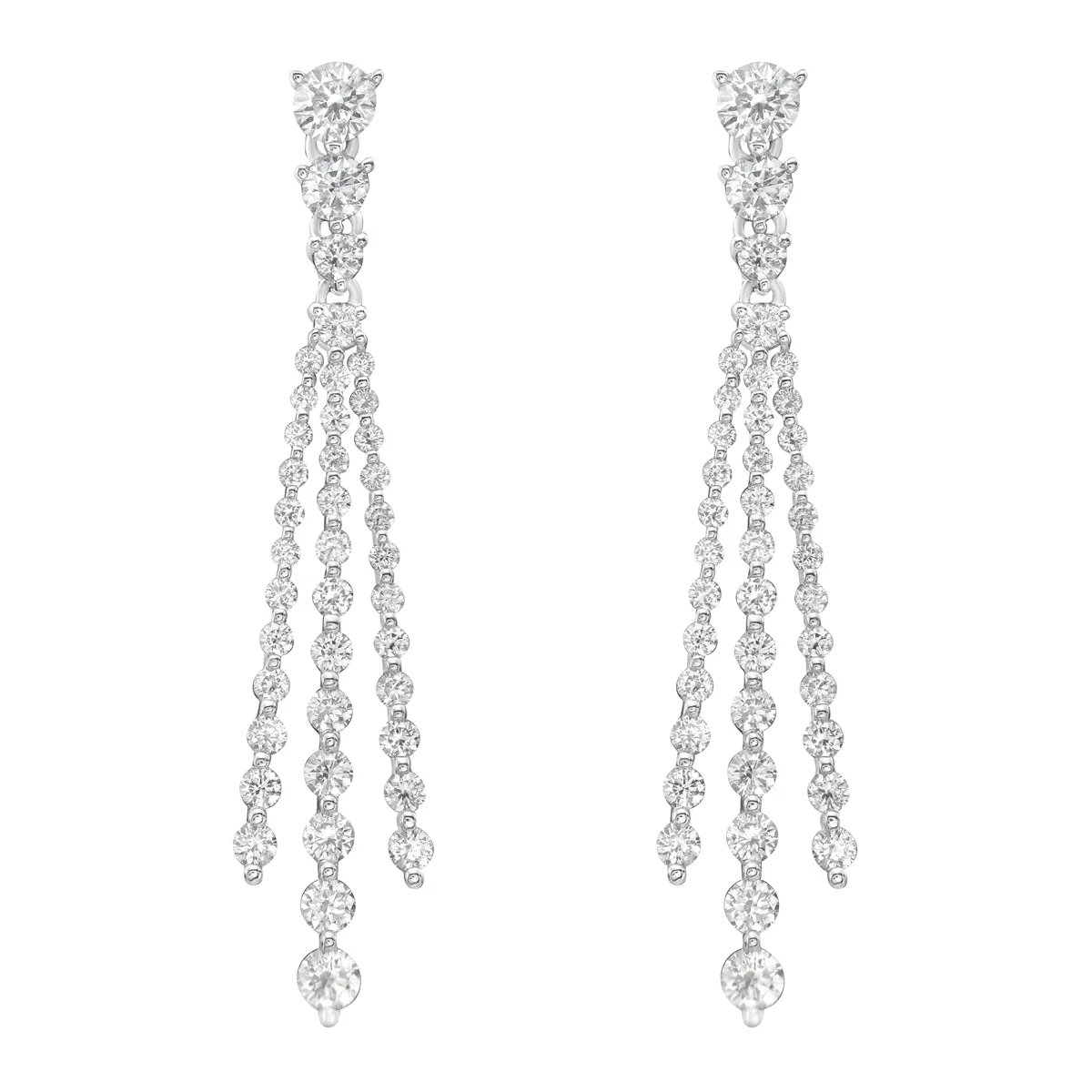 White Diamond Three Strand Earrings