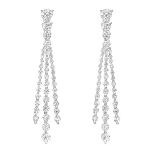 White Diamond Three Strand Earrings