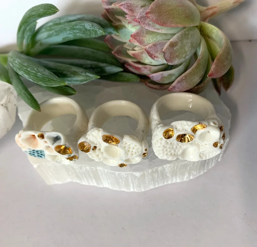 White with gold accent ‘rock coral’ ring