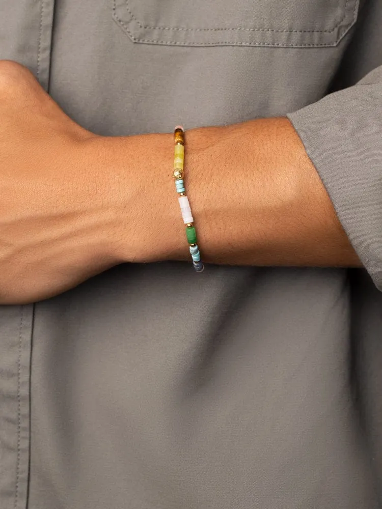 Wristband with Multi-Color Heishi Beads and Gold
