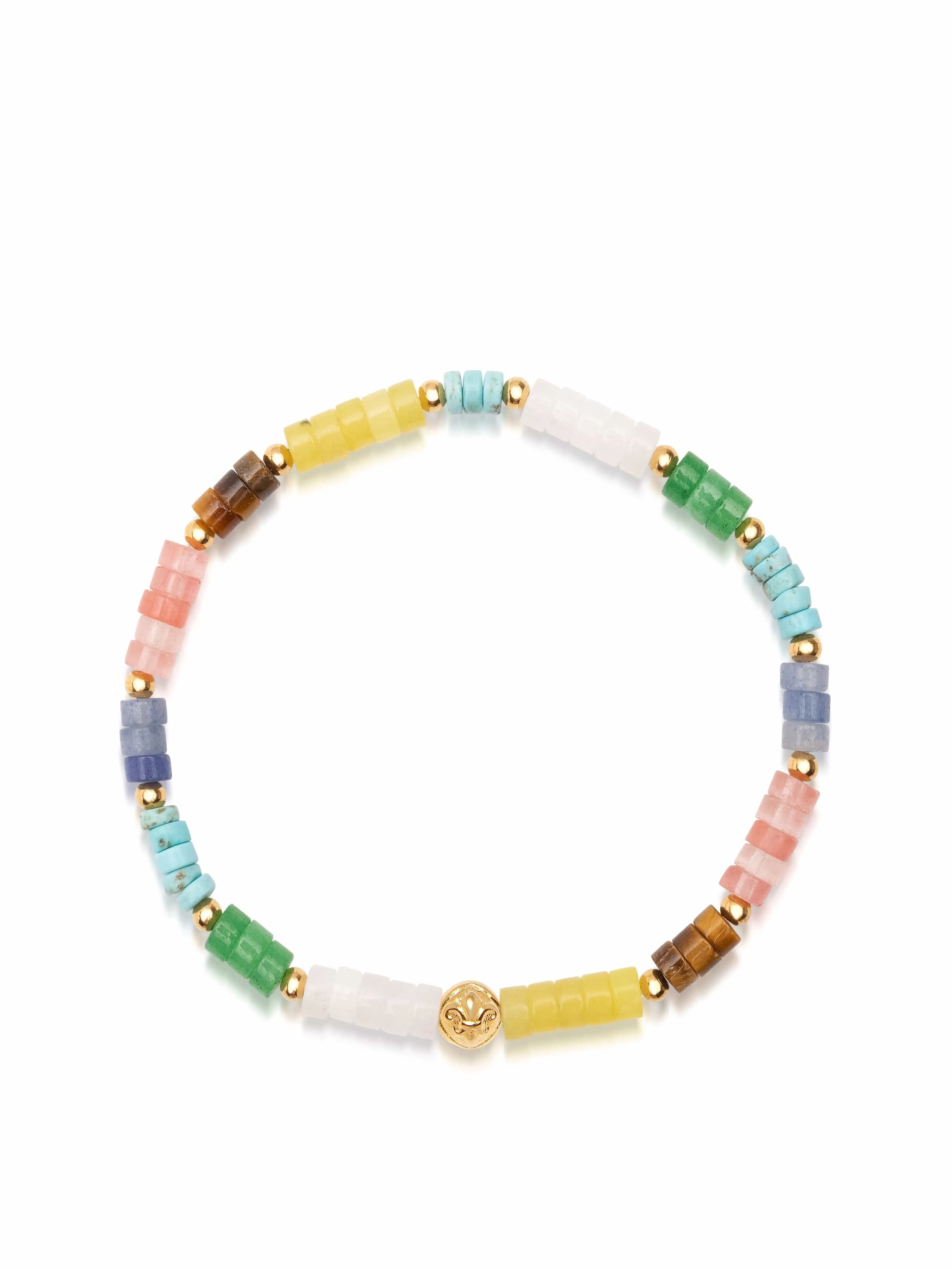 Wristband with Multi-Color Heishi Beads and Gold
